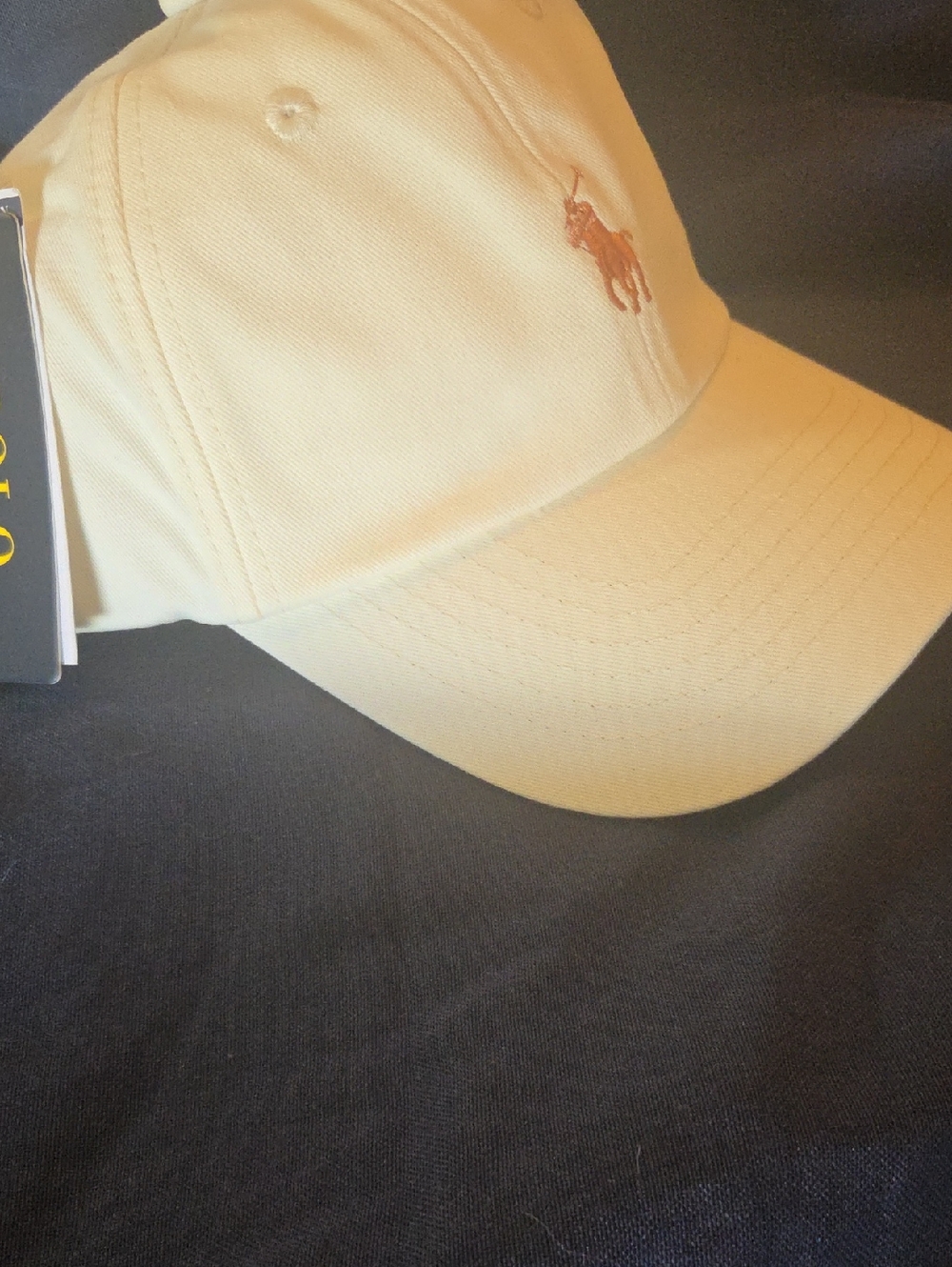 Ralph Lauren Cream Baseball Cap with Dark Gold Pony Logo - Picture 6 of 8